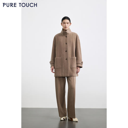 商场同款PURE TOUCH女装25秋冬羊毛混纺毛呢大衣中长款立领短外套 商品图3