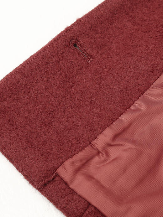 酒红色立领多口袋毛呢短外套 复古风单排扣显瘦上衣 秋冬质感百搭女式夹克 商品图4