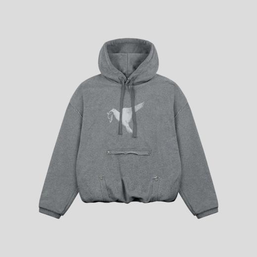 GOODBAI 916 logo白鸽印花连帽抽绳翻折下摆oversize长袖卫衣 商品图4