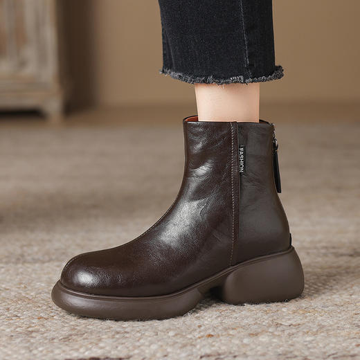 【预售5天】厚底圆头英伦风马丁靴，粗跟松糕底复古时尚短靴MDY&AM2255-5 商品图1