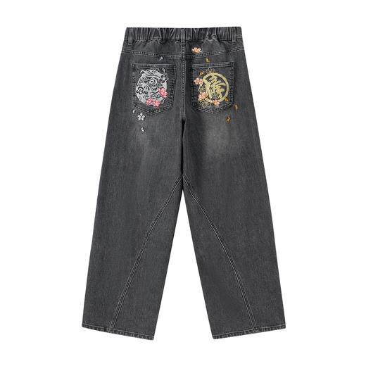 ONIARAI/鬼洗25秋冬棒达摩樱花弯线廓形分割牛仔长裤男式 25N4409 商品图3