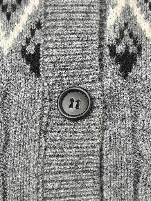 灰色复古菱格纹针织马甲 单排扣无袖开衫 秋冬学院风百搭显瘦毛衣背心女 商品图3