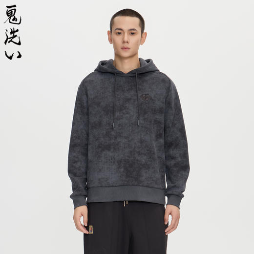 ONIARAI/鬼洗25秋冬泥棒蓝敦煌双鱼刺绣连帽卫衣男士 25NOB54 商品图3