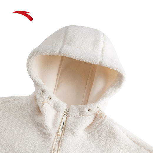 安踏羊羔绒外套女士冬季新款宽松连帽保暖加厚针织上衣162546702 商品图2