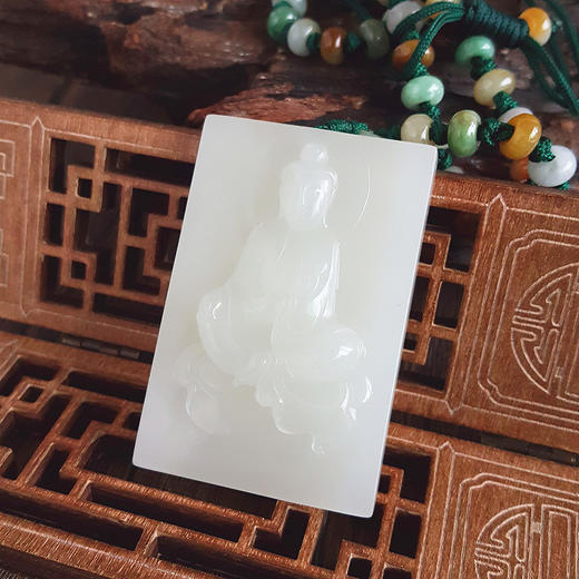 【天然正品】天然无杂裂青海料观音牌和田玉（平安、吉祥）吊坠项链吊坠：60.8*40.212.6MM / 项链：56CM（长度可调节）男士191025NJS43 商品图6