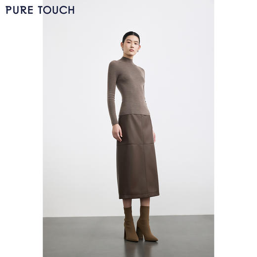商场同款PURE TOUCH女装25秋冬半高领羊毛打底衫弹力修身针织衫 商品图1