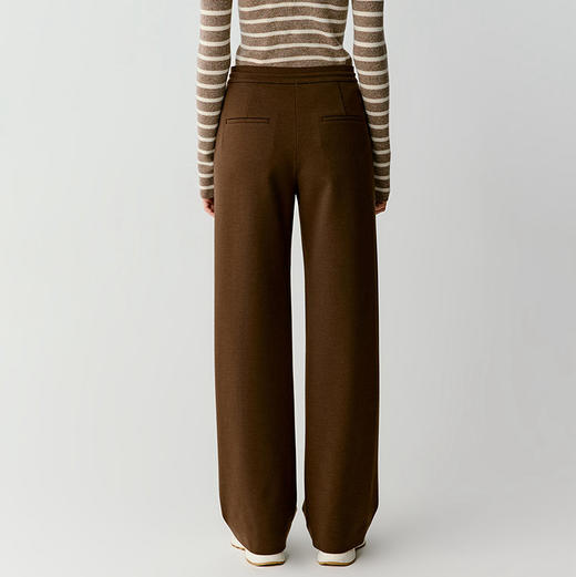 羊毛混纺罗马布抽绳裤直筒裤 简洁修身裤型 罗马布结构稳定 穿着舒适 松紧抽绳腰带设计 自由调节松紧度 简约大气 高腰宽松版型 商品图1