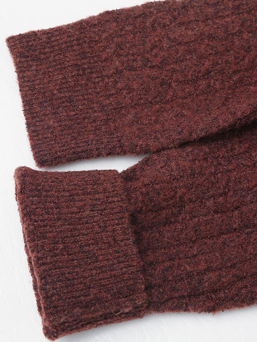 酒红色拉链针织开衫 复古风立领短款毛衣外套 冬季显瘦百搭质感女式上衣 商品图4