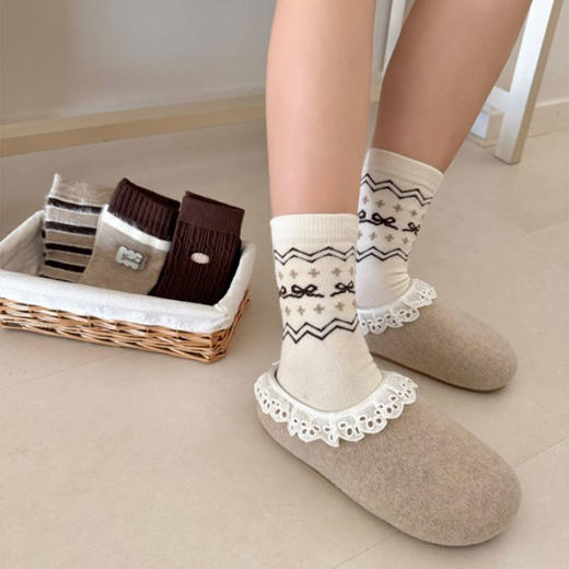 港风复古栗子咖暖绒女款袜子-纪念日百货门店同款167943609 商品图2