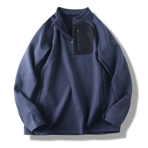 男子高弹力 加厚抓绒上衣 半拉链保暖打底 商品图3