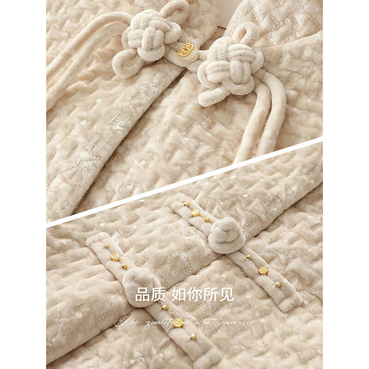 COCOBELLA新中式白色丝绒绣花轻型棉服新款女国风外套MF3016 商品图4