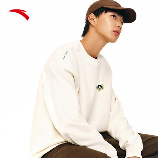 安踏美式复古卫衣男女同款冬季加绒圆领套头衫休闲上衣172448704N 商品图2