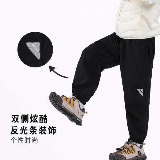 【抗风锁暖，一裤搞定】【户外运动，无惧严寒】秋冬新款儿童超能软壳裤中大童男女户外防风速干奥粒绒内里裤子100% 商品图8