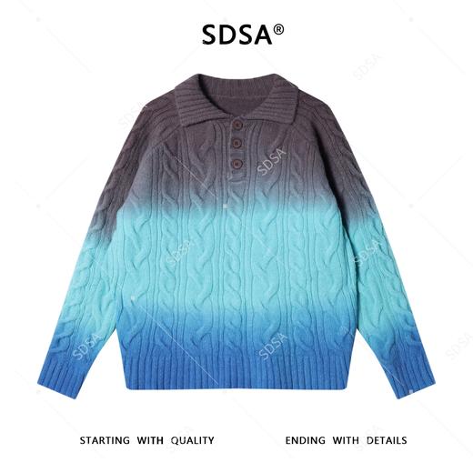 6907SDSA男士秋冬新款痞帅男装韩版渐变纽扣polo领毛衣百搭慵懒风上衣 商品图1