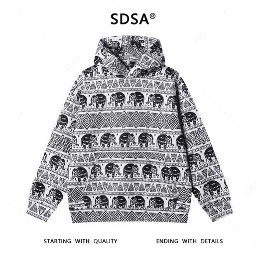 WY1261SDSA男士秋冬新款痞帅男装简约趣味动物条纹连帽卫衣百搭宽松上衣 商品图1