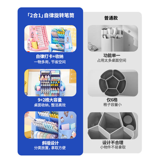 猫太子2合1自律旋转笔筒创意大容量笔架收纳笔筒 商品图4