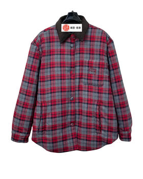 女款羊毛格纹棉服外套ho017