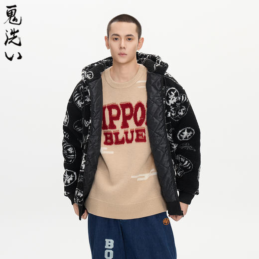 ONIARAI/鬼洗25秋冬新品棒系列达摩满提织仿羊羔绒外套男 N340229 商品图1