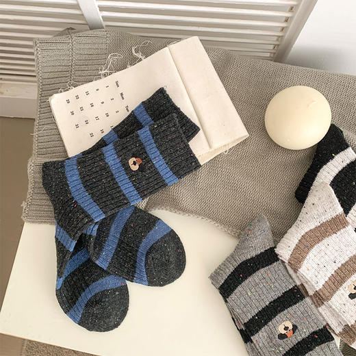 条纹刺绣小狗羊毛袜袜子-纪念日百货门店同款167944847 商品图2
