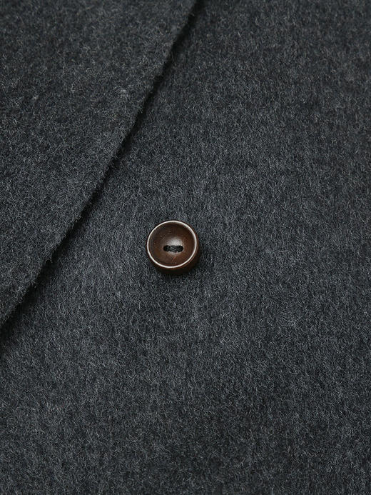 深灰色双排扣毛呢西装外套 复古风宽松显瘦中长款大衣 秋冬高级感气质女装上衣 商品图3