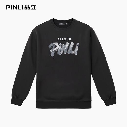 PINLI品立2025秋季新款男士宽松圆领字母印花套头卫衣长袖上衣潮BG253109011 商品图3