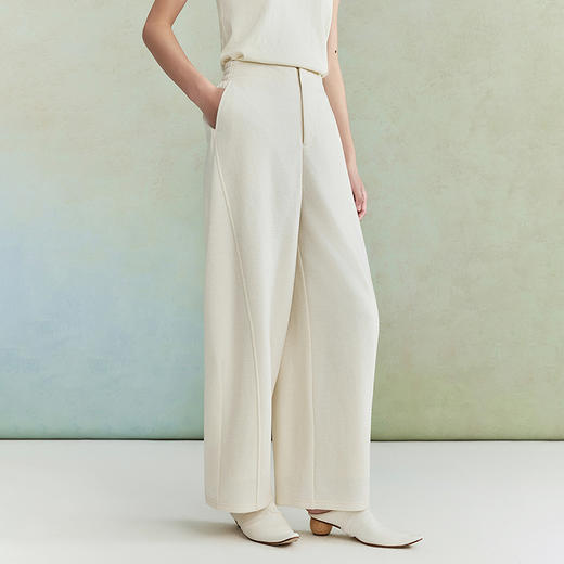 【林栖设计小店】绵羊毛裤子优雅百搭气质宽松显瘦2026早春新款阔腿裤女1961042 商品图0