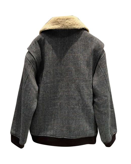 女款可拆卸毛领格纹夹克外套hu017 商品图1