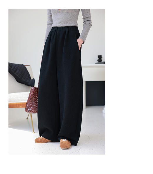 【多妈团购 羊毛蚕丝奶芙肌理裤1553】温柔感直接拉满，绵羊毛+桑蚕丝黄金cp  软糯亲肤，脚口微收+高腰设计，秒变慵懒的时髦精，藏肉显瘦、修饰腿型，巨好穿-连横 商品图4