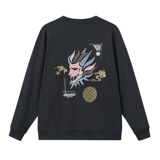 ONIARAI/鬼洗25秋冬复古日系和柄纹样仿拼布薄绒卫衣男 B240154 商品图2