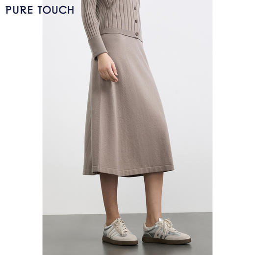 商场同款PURE TOUCH女装25冬新款羊毛针织长裙A字伞裙长款过膝裙 商品图4