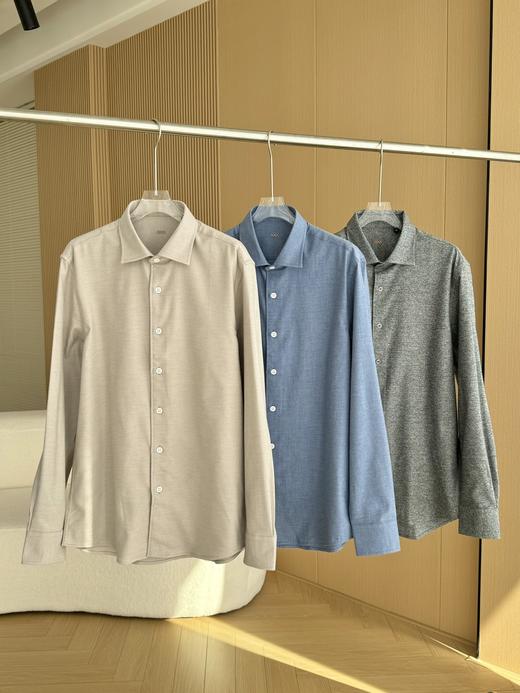 杰*尼*亚男装 新品Trofeo™棉质斜纹针纹男士衬衫 商品图0