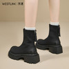 西遇厚底瘦瘦靴女新款秋冬复古小个子增高马丁靴黑色圆头短靴V2257272 商品缩略图2