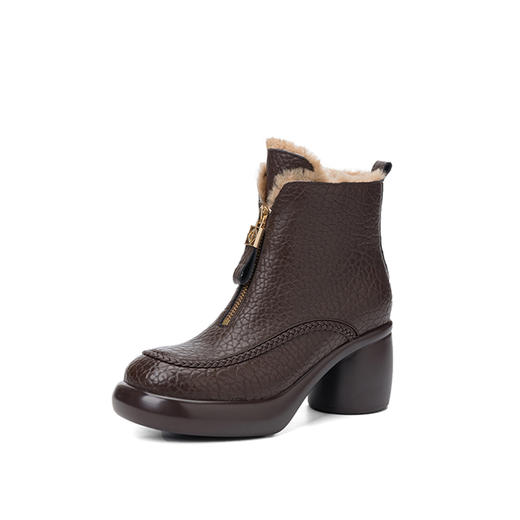 【预售5天】羊羔毛雪地靴女真皮东北大棉鞋新款冬季加绒厚毛保暖百搭短靴ZYY&A1555 商品图4