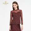 乔万尼2025新品蕾丝美学西梅紫修身打底长袖小衫上衣ED3C277 商品缩略图2