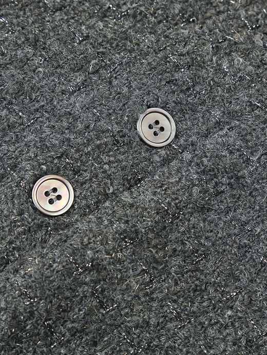 深灰色粗花呢背带裙 复古风单排扣双口袋连衣裙 秋冬显瘦百搭学院风女裙 商品图3