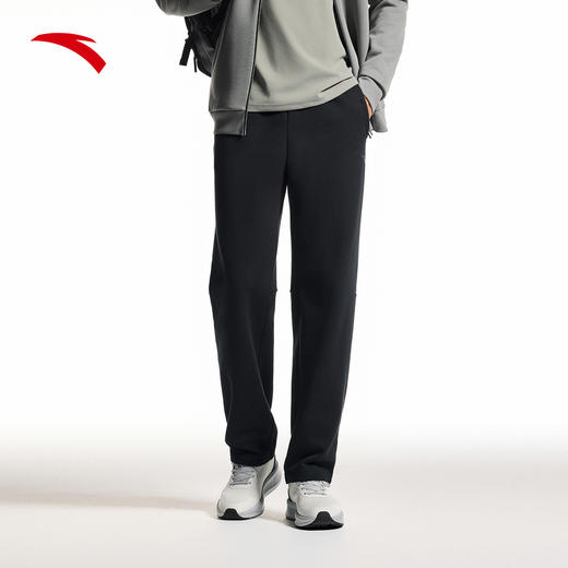 安踏加绒保暖针织运动长裤男冬季新款黑色跑步直筒卫裤152547324N 商品图2