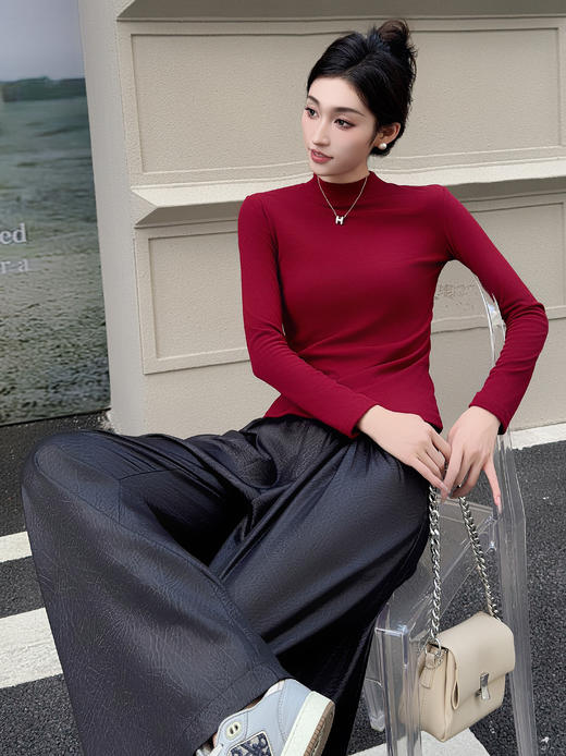 【3件一组，单拍不发】🌸紧急开团!49.9得 3件!😆【Avann小立领款微粒绒磨毛椰油打底衫】💥冲冲冲 高品质!不易变形加绒加厚👏 不是市场薄薄的版本，巨显身材‼️上身巨舒服 商品图0