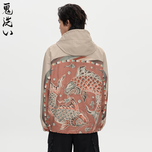 ONIARAI/鬼洗25秋冬新品泥棒蓝敦煌双鱼壁画绣花外套男 N340235 商品图0