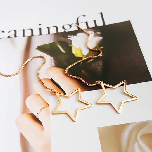 【天然正品】AU750玫瑰金时尚设计款星星造型耳环77.1*17.0*12.0MM（皆取最大值）女士221025NJS29 特价：1480元 商品图5