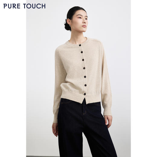商场同款PURE TOUCH女装25秋冬新款羊绒针织开衫宽松圆领开襟毛衣 商品图0
