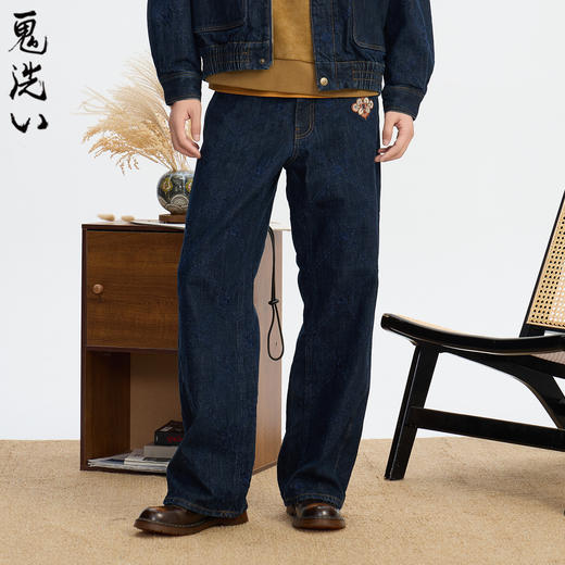 ONIARAI/鬼洗25秋冬泥棒蓝敦煌满绣复古宽松牛仔裤男式 25N4410 商品图0