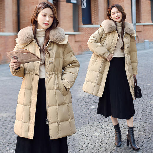 奢姿大码女装2025冬季胖妹妹时尚毛领装饰羽绒服气质减龄休闲外套7354300241 商品图0