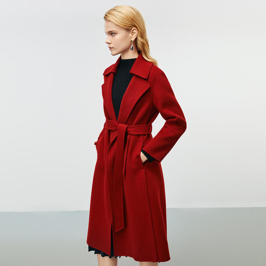 EITIE爱特爱冬新款气质翻领收腰显瘦高级感毛呢大衣8014710 商品图3