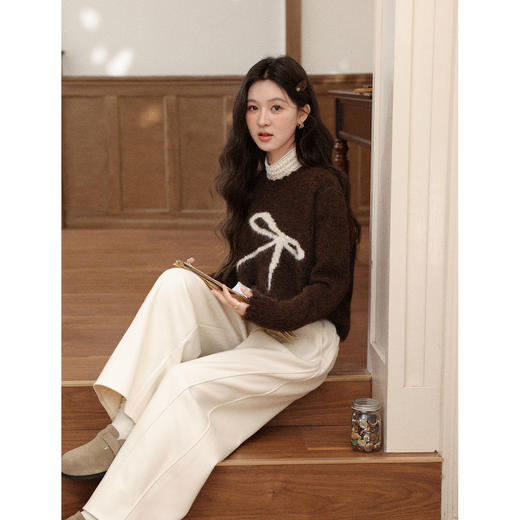 鹿向南「腿精日常」百搭杏色垂感显瘦休闲裤女秋新款直筒阔腿长裤 商品图4