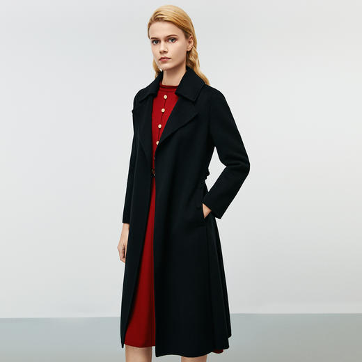 EITIE爱特爱冬新款气质翻领收腰显瘦高级感毛呢大衣8014710 商品图7