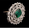 独角鹿西洋古董 1900年代英国爱德华时期出品铂金镶嵌祖母绿及钻石花叶造型胸针 带原盒 商品缩略图4