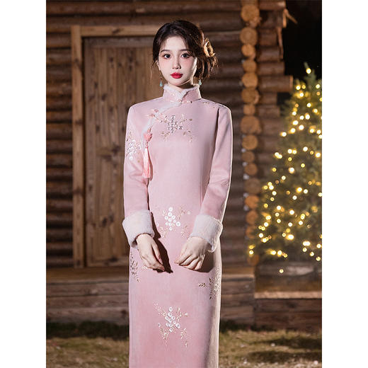 加绒改良女新中式日常可穿，马甲套装过年拜年服唐装旗袍LSB3278 商品图3