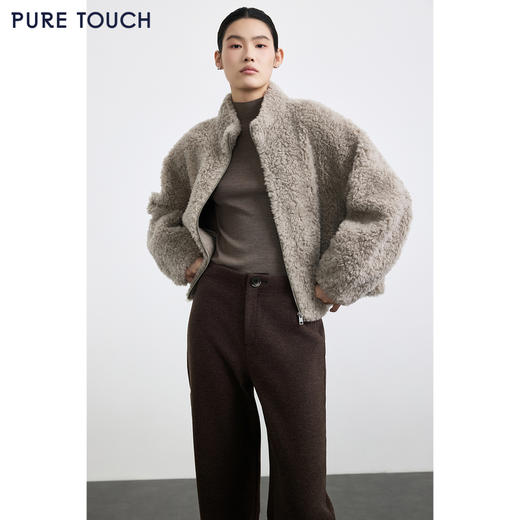 商场同款PURE TOUCH女装25冬新款立领羊剪绒短外套宽松羊毛外套 商品图0