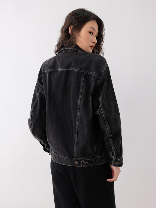 COCO ZONE 秋季高级感翻领牛仔外套简约长袖上衣CC1C1916 商品图7