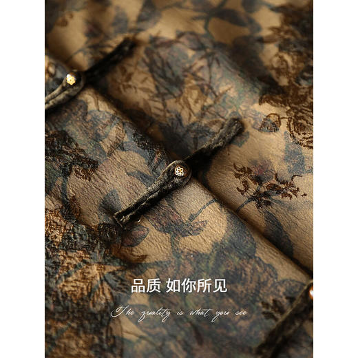 COCOBELLA新中式丹青丝绒棉服女国风保暖提花缎面外套MF3239 商品图4